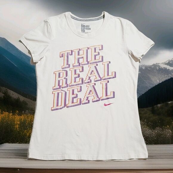 NIKE Women's T-shirt Size L Dry Fits White Short Sleeve In Great Condition - Picture 7 of 7